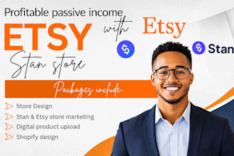 setup stan store, etsy shop, stan store marketing, upload digital products pod