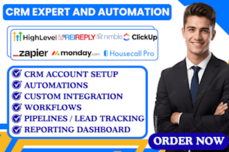 setup zapier integration nimble rei reply clickup monday ghl housecall pro crm