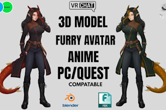 design high quality vrchat furry and anime 3d avatars