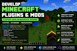 develop minecraft plugins minecraft mods custom java or bedrock addons