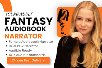 narrate young adult fantasy audiobook female voice, dual pov narrator
