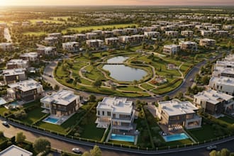 render animate masterplan, 3d site urban plan subdivision, residential community