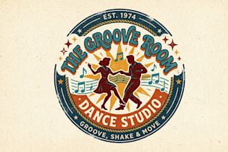design a retro style dance studio logo