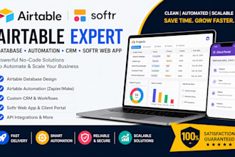build airtable database, airtable crm, automation and softr web app, hubspot