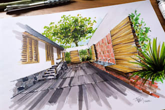 draw premium interior design perspectives