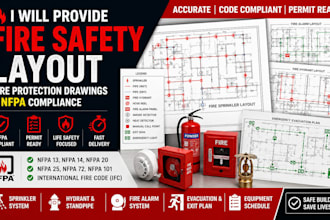 provide fire safety layout, fire protection drawings and nfpa compliance