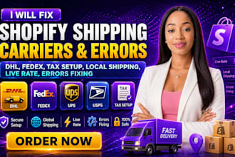 fix shopify shipping carriers, tax setup, local shipping, live rate error fixing