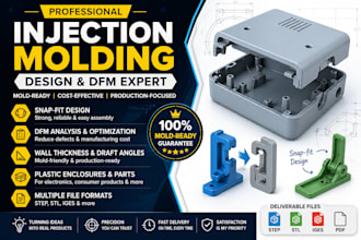 design snap fit plastic parts for injection molding and 3d printing