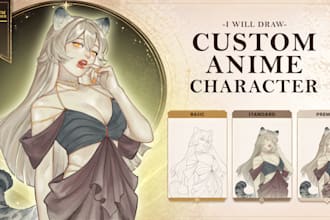 draw custom anime character, oc, vtuber, or fanart illustration