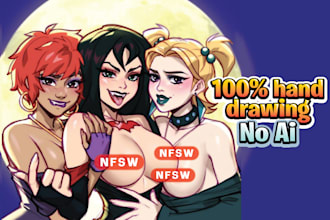 draw anime or character design nsfw or sfw free hand drawing
