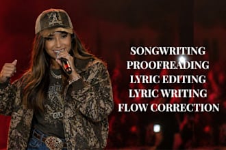 help with writers block, fix edit enhance restructure your rough lyrics text