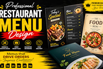 design food and beverage menu for cafe and restaurant