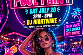 design eye catching pool party flyer for your summer event