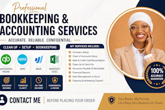clean up, setup and bookkeeping in quickbooks online, xero, wave microsoft excel