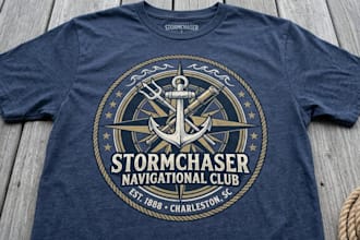 unique modern anchor, nautical logo t shirt design
