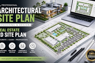 do architectural site plan rendering and real estate 2d site plan