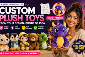 create custom plush toys from your design, photo or idea