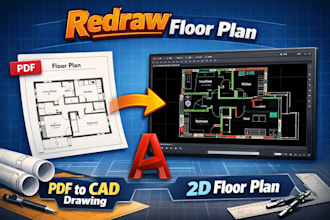redraw floor plan autocad 2d floor plan pdf to cad drawing