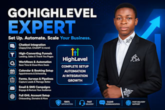 set up gohighlevel funnels, automation, chatbots and ai integration
