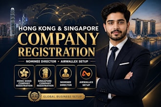 register a hong kong or singapore company with nominee and airwallex setup