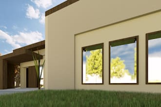 design a modern residential house, 2d plan, 3d renders