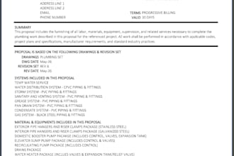plumbing estimate for any plumbing project