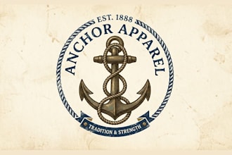 create modern anchor, nautical logo t shirt design