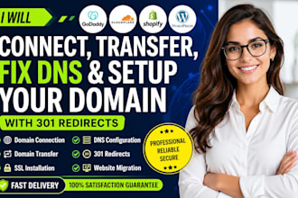 connect, transfer, fix dns, and setup your domain with 301 redirects