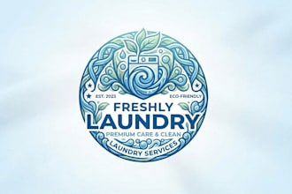 unique modern laundry logo t shirt design