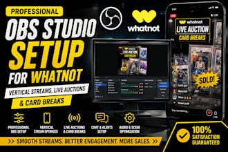 setup obs studio for whatnot vertical stream, live auction and card breaks