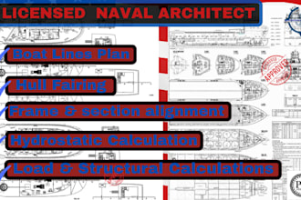 design boat with structural drawing and calculation with 3d rendering