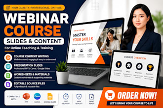 create webinar course content and presentation slides for online teaching