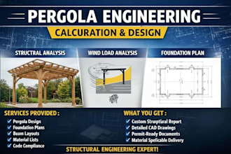 provide pergola structural calculation wind load foundation plan