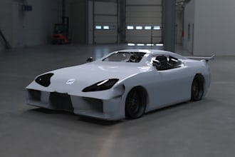 create a modern 3d car design and render it