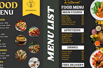 design editable restaurant menu, food menu, price list, menu, bar, recipe card