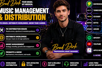 music manager fix and distribute music on distrokid, tunecore, cd baby, ditto