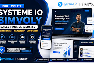 create systeme io simvoly sales funnel website landing pages membership expert