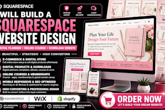 build squarespace digital planner product online course download website design