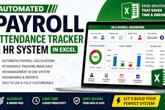 build automated payroll spreadsheet, employee attendance tracker, HR dashboard
