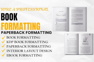 be your book formatter, ebook formatting, paperback for book publishing