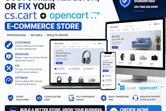 customize, redesign, or fix your cscart and opencart ecommerce store