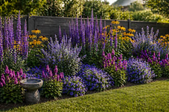 send a ready made planting plan for full sun flower beds and borders