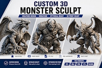 sculpt fantasy creature model monster miniature mythical beast sculpt 3d print