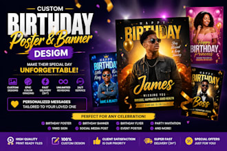 design birthday banner card poster event flyer party invitation backdrop video