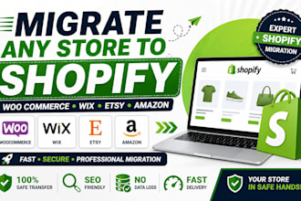 migrate backup woocommerce wix etsy or amazon store to shopify