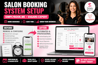 setup simplybook me or vagaro booking system for salon, spa and beauty business