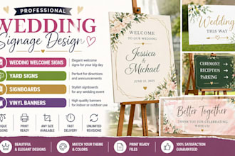 design wedding welcome signs, yard sign, wedding, signboard and vinyl banner