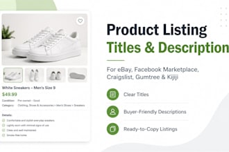 write product listings for ebay facebook marketplace and craigslist
