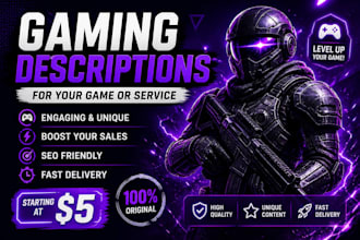write gaming descriptions for your game or service