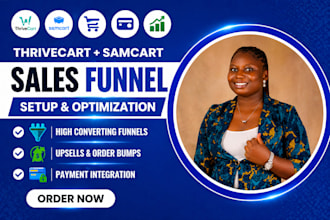 thrivecart samcart funnel setup high converting checkout funnels